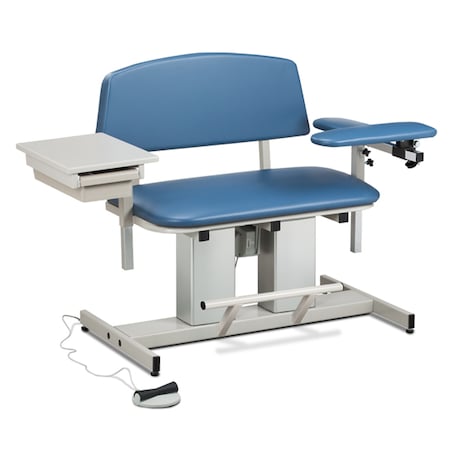 Bariatric Blood Chair W/ Padded Flip Arm & Drawer, GunMetal
